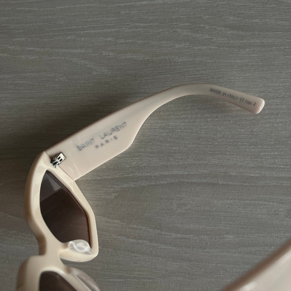 Saint Laurent Cream Wraparound Sunglasses